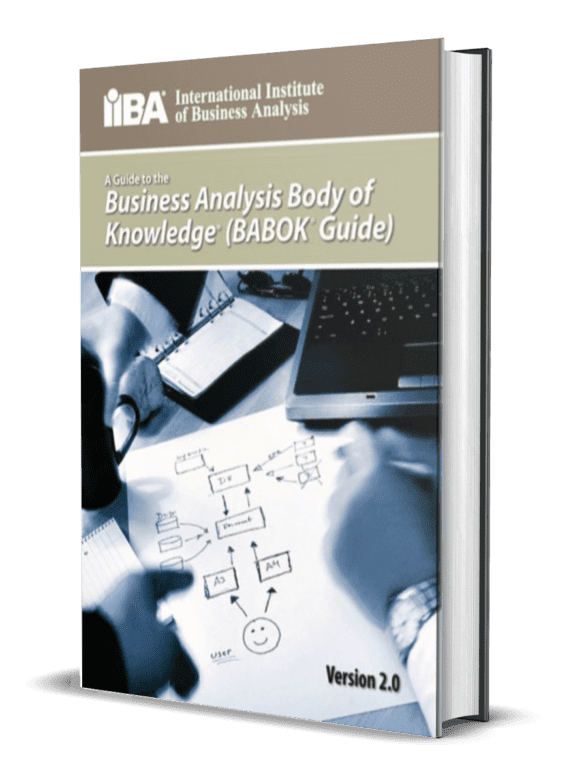 O Guia BABOK propõe 34 técnicas de análise de negócios para auxiliar e orientar os analistas de negócio em suas atividades. (Capa oficial da versão oficial em português do Guia BABOK v2)